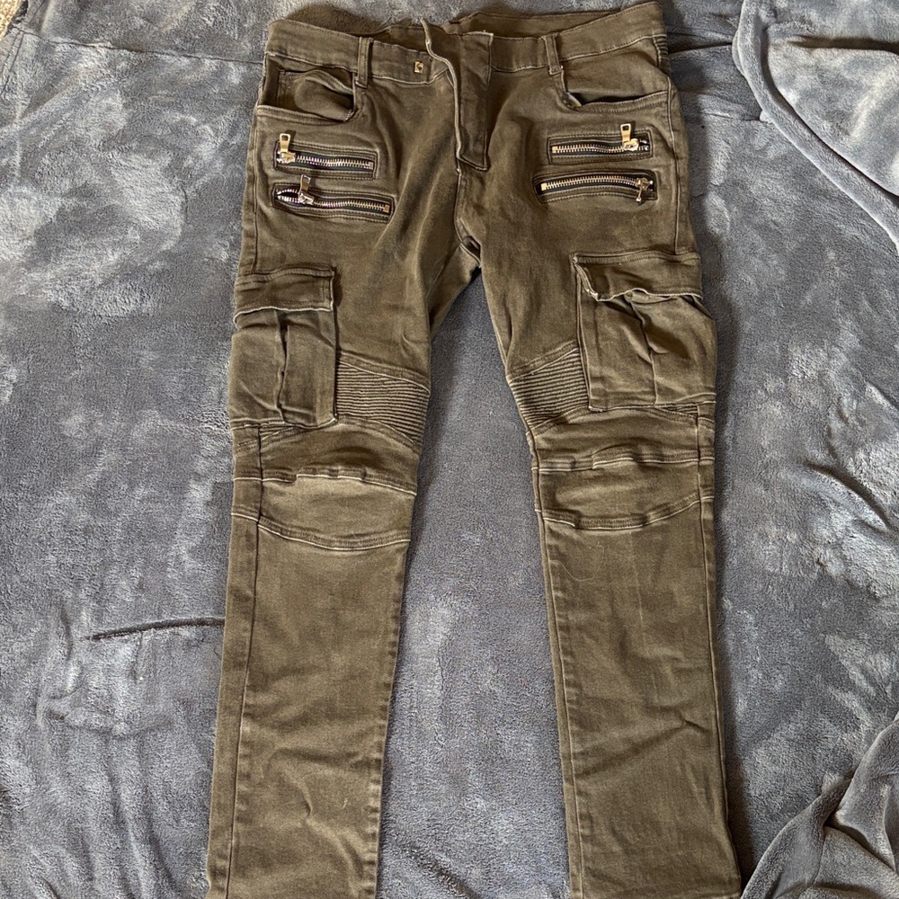 Balmain Olive Green Cargo Pants